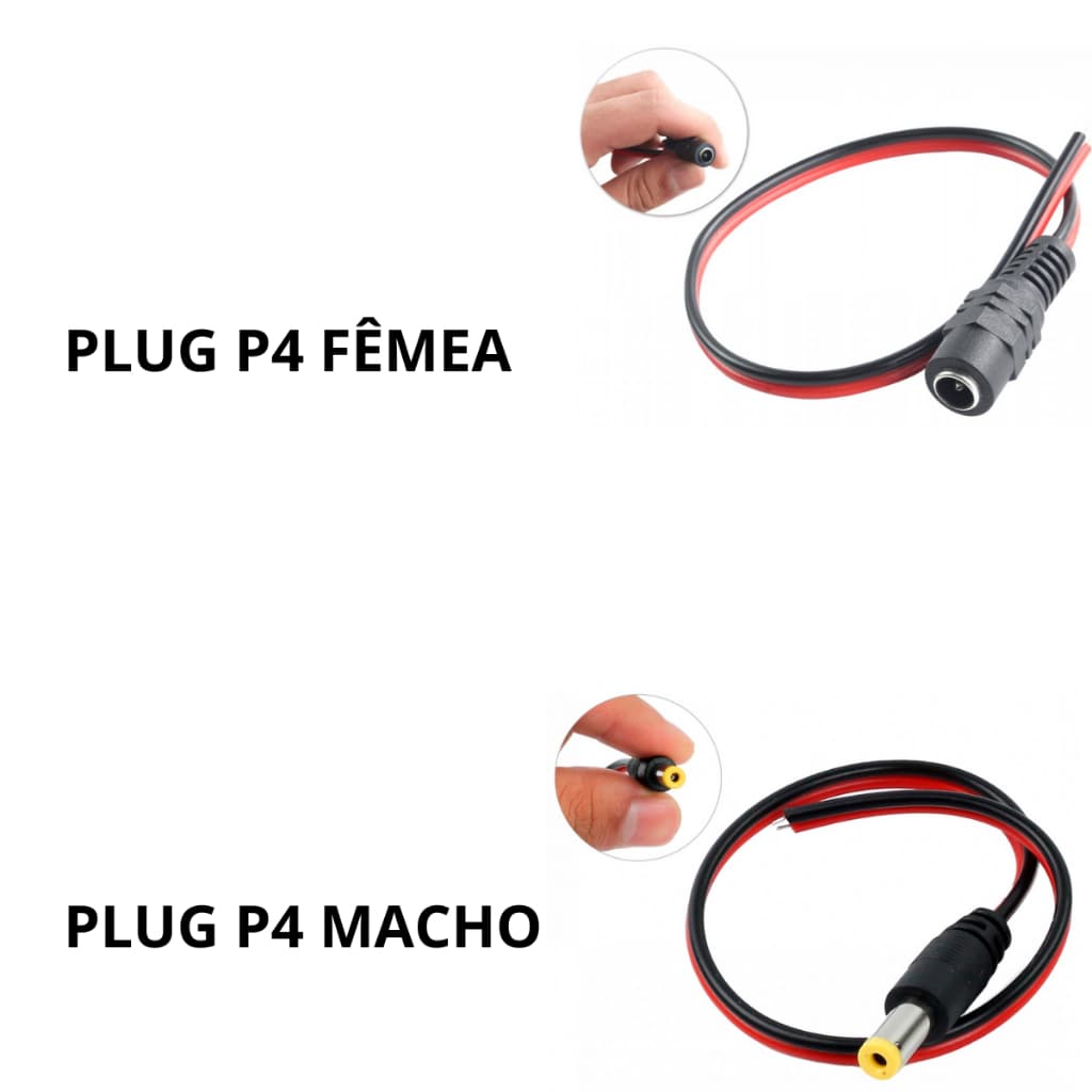 Kit 20 Conector Cabo Fio Rabicho P4  Fêmea / P4 Macho