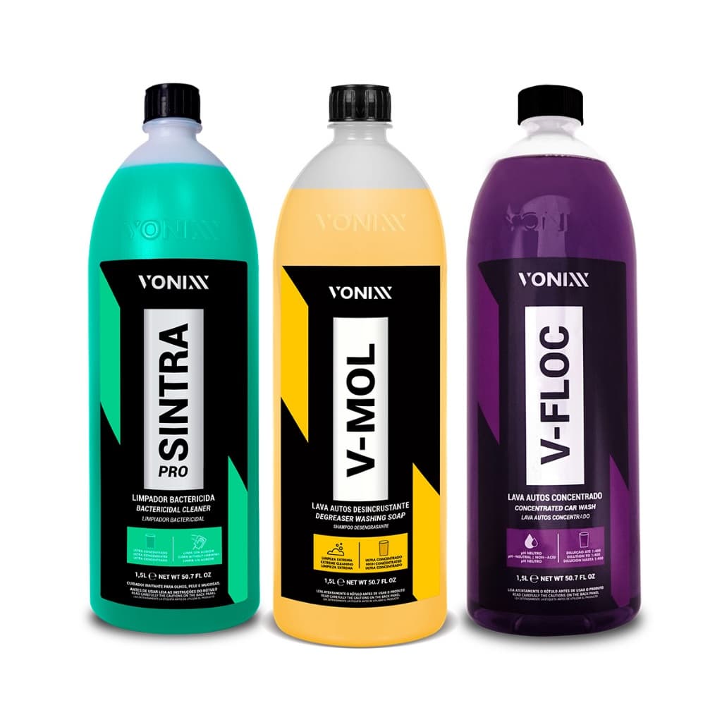 Kit lavagem automotiva shampoo V-floc lava autos V-mol multilimpador flotador sintra pro 1,5l vonixx