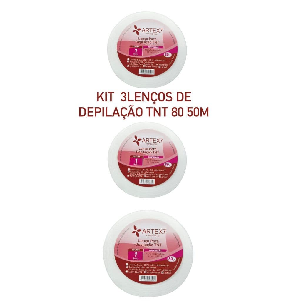 Tnt Para Depilaçao Kit c/ 03 ROLOS, Gramatura 80% 50 Metros 7 cm. Papel para Depilaçao