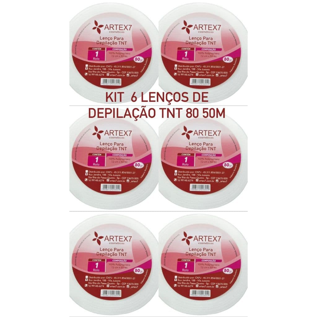 TNT PARA DEPILAÇAO KIT 06 ROLOS, ENVIO 24 HRS, GRAMATURA 80% 7.0 CM, PAPELPARA DEPILAÇAO CERA