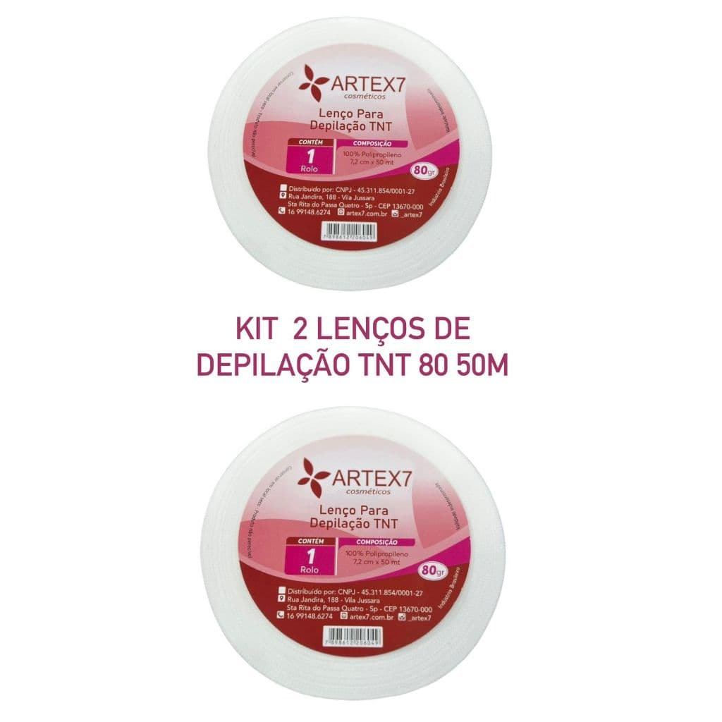 Tnt Para Depilaçao Kit c/ 02 ROLOS, Gramatura 80% 50 Metros 7 cm. Papel para Depilaçao