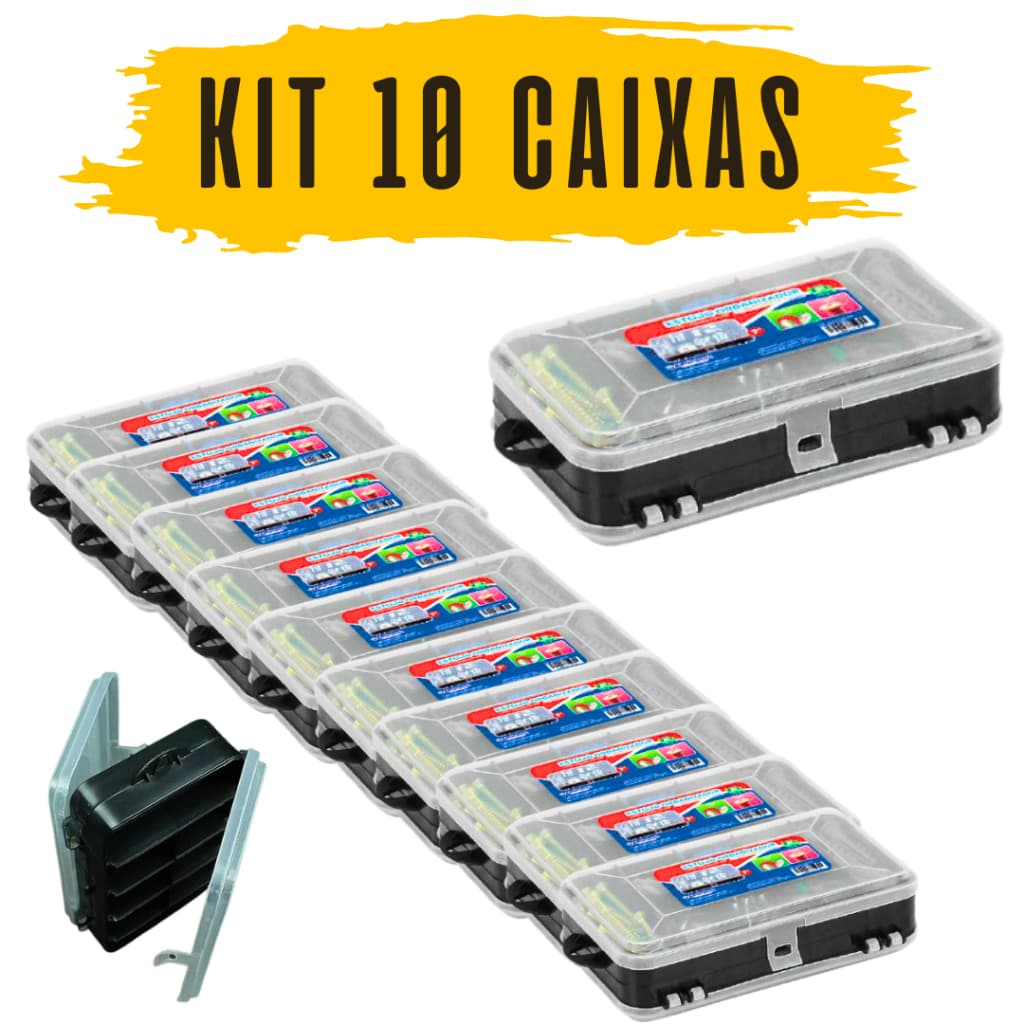 Kit 10 Caixas Organizadoras Pequena com Tampa e Trava Estojo Multiuso Compacto Resistente Divisórias