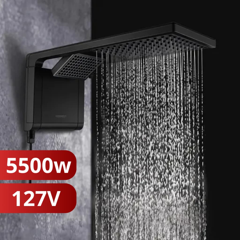 Chuveiro Eletrônico Ducha Acqua Duo Ultra Preto Fosco 127V 5500w Lorenzetti