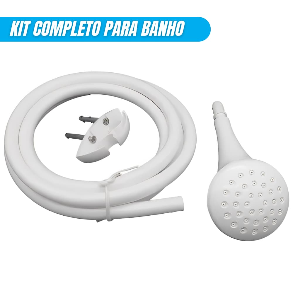 Chuveirinho Desviador Para Ducha Elétrica Completo Kit Mangueira E Manual Futura Branco Lorenzetti
