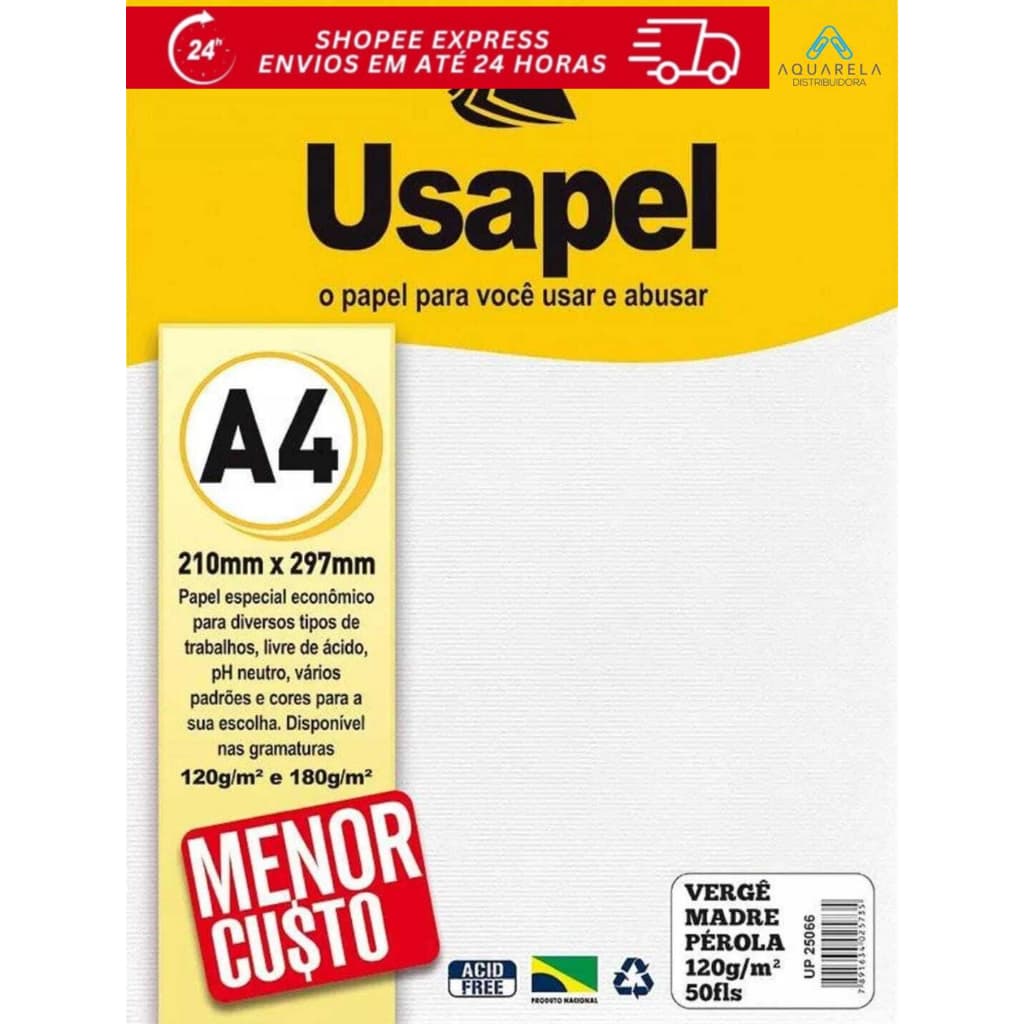 Papel Verge A4 120gr Madre Perola pc c/50 folhas - CERTIFICADOS, CONVITES, MENU