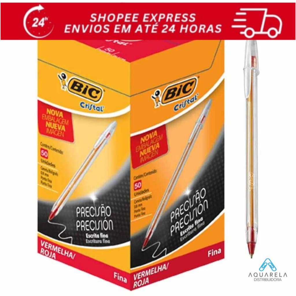 CANETA BIC FINE 0.8 CX C/50 VERMELHA