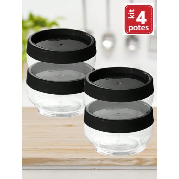 Conjunto Com 4 Porta Tempero Organizador Gira e Trave 200ml