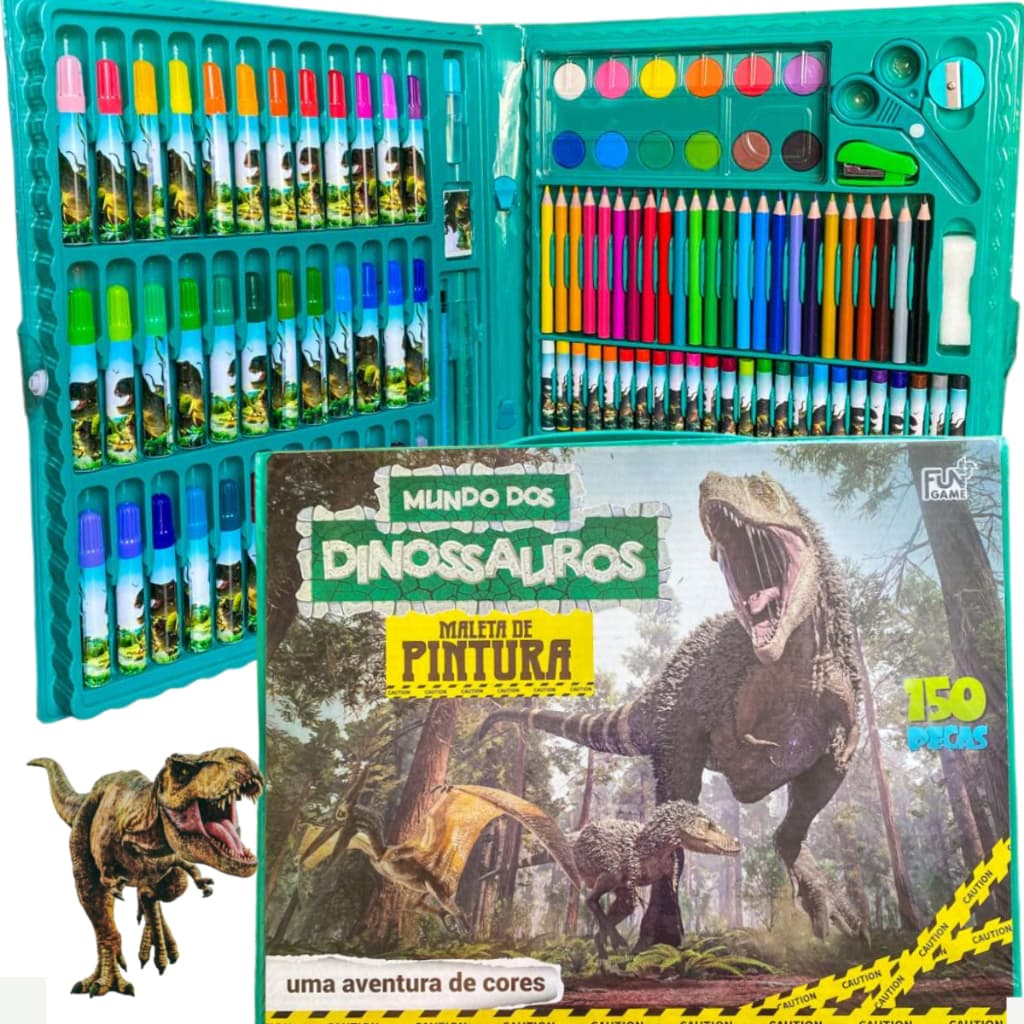 Maleta De Pintura Infantil Estojo 150 Peças Para Colorir Brinquedos de Menino Dinossauro