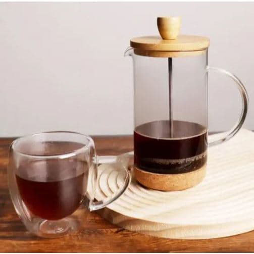 Cafeteira Prensa Francesa Vidro Borossilicato 600ML Bambú - CLINK - CK6286