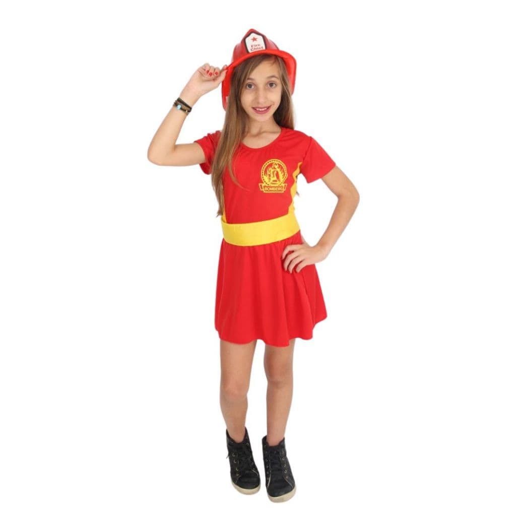 Fantasia Bombeira Feminina Infantil Carnaval