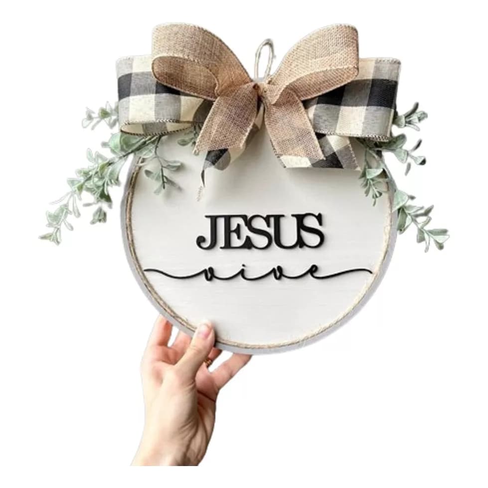 Guirlanda Jesus vive natal pascoa mandala enfeite de casa porta decoraçã embrancinha dia das  natal