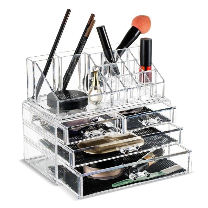 Organizador de Maquiagem com 4 Gavetas em Acrílico - Perfeito para Pincéis e Batons, Agora com 31% OFF!