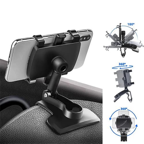 Suporte de Celular Para Carro Plastico Abs Rotativo 360º Painel Até 7 Polegadas
