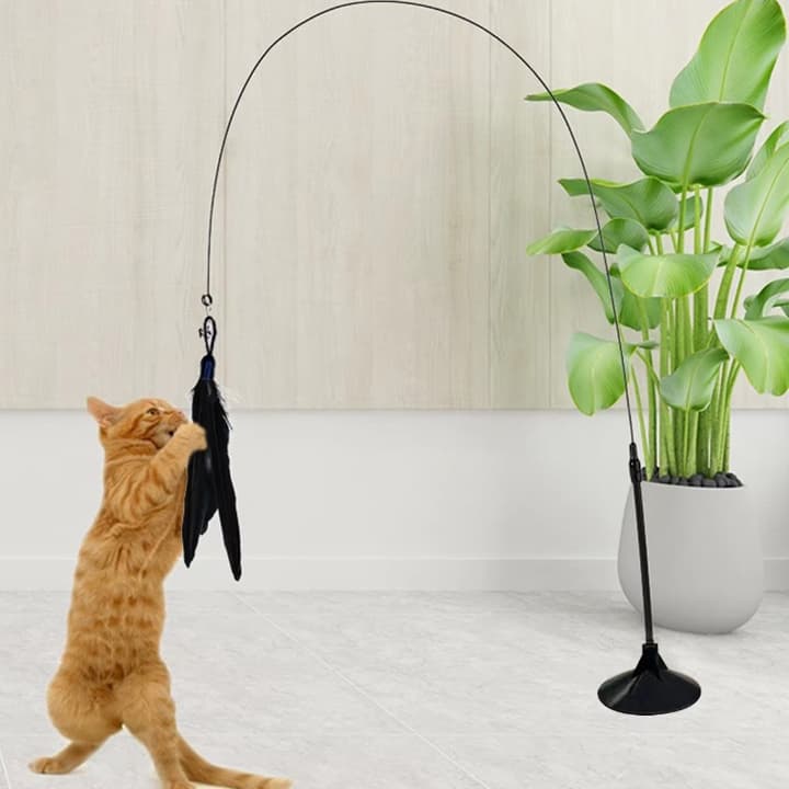 Varinha Interativa Para Gato Brinquedo Interativo Simulação de Pássaro Com Pena e Sino Para Gato
