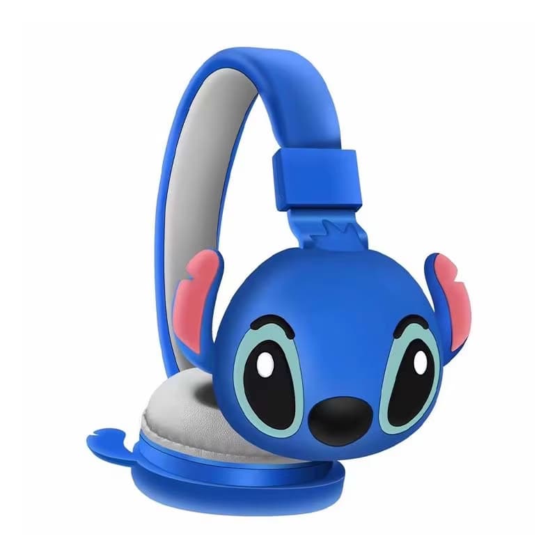 Fone Bluetooth Infantil Lilo & Stitch Disney Sem Fio Headphone Azul Claro Recarregável