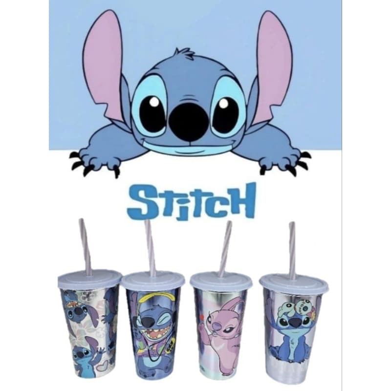 Copo canudo stich plástico  500 ml Plasútil unidade