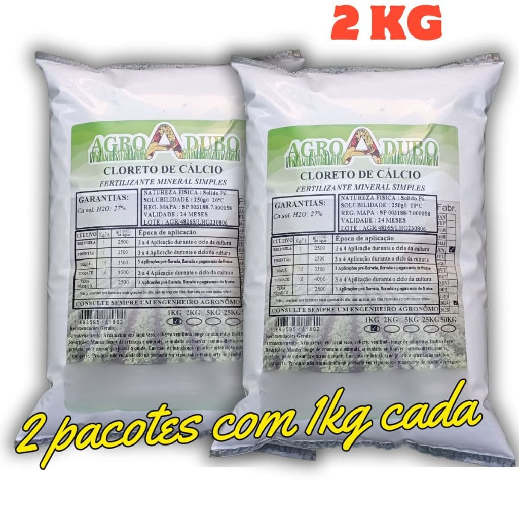 Fertilizante Cloreto de Calcio 27% Ca 2kg FERTIRRIGAÇÃO FOLIAR
