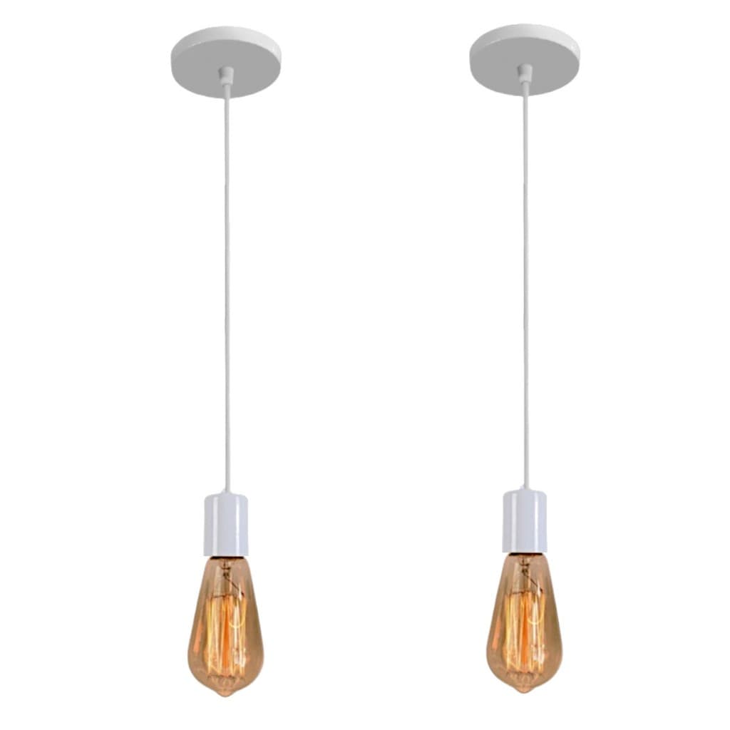 Kit 02 Pendente Teto Branco Luminaria Industrial Vintage Decorativo Envio 24 HS