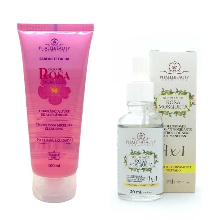 Sabonete Facial + Sérum Facial Rosa Mosqueta Phallebeauty
