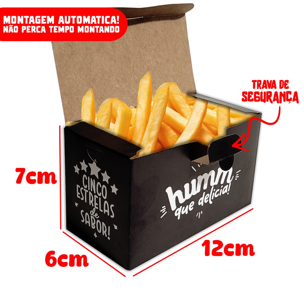 Caixa Embalagem Para Batata Frita Delivery 100 unidades