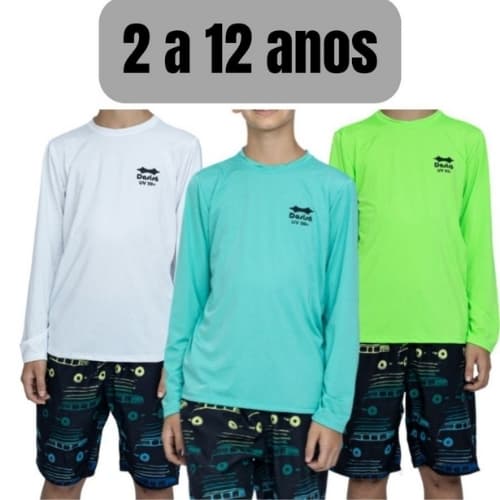 Camisa Térmica UV 50+ Proteção Solar Varias Cores Infantil Juvenil Menino/Menina