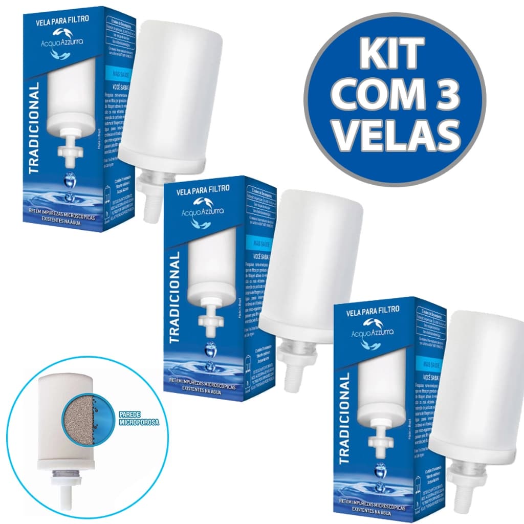 Vela para Filtro de Barro Kit com 3 Unidades por Gravidade