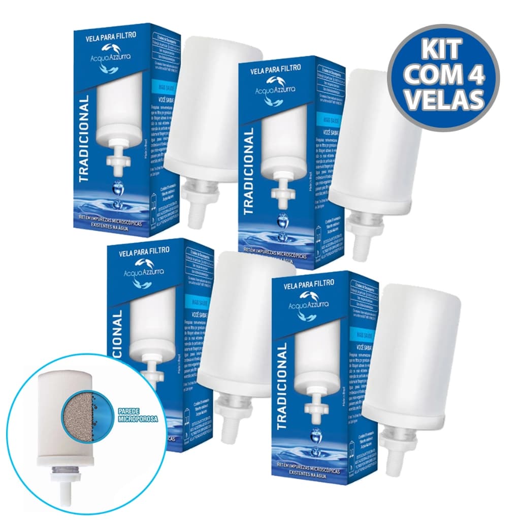 Kit com 4 Velas para filtro de Barro por Gravidade Acqua Azurra