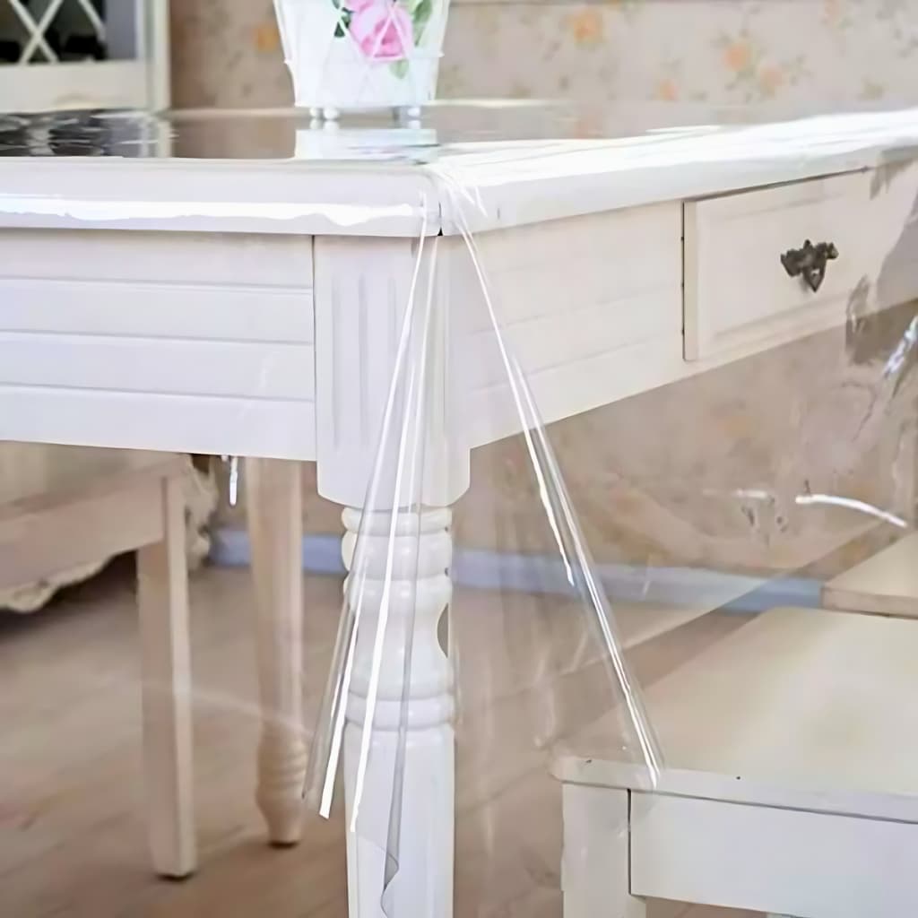 Toalha De Mesa Grossa Plástico Transparente 1m X 1,40m Sala Jantar Cozinha 4 Lugares Retangular