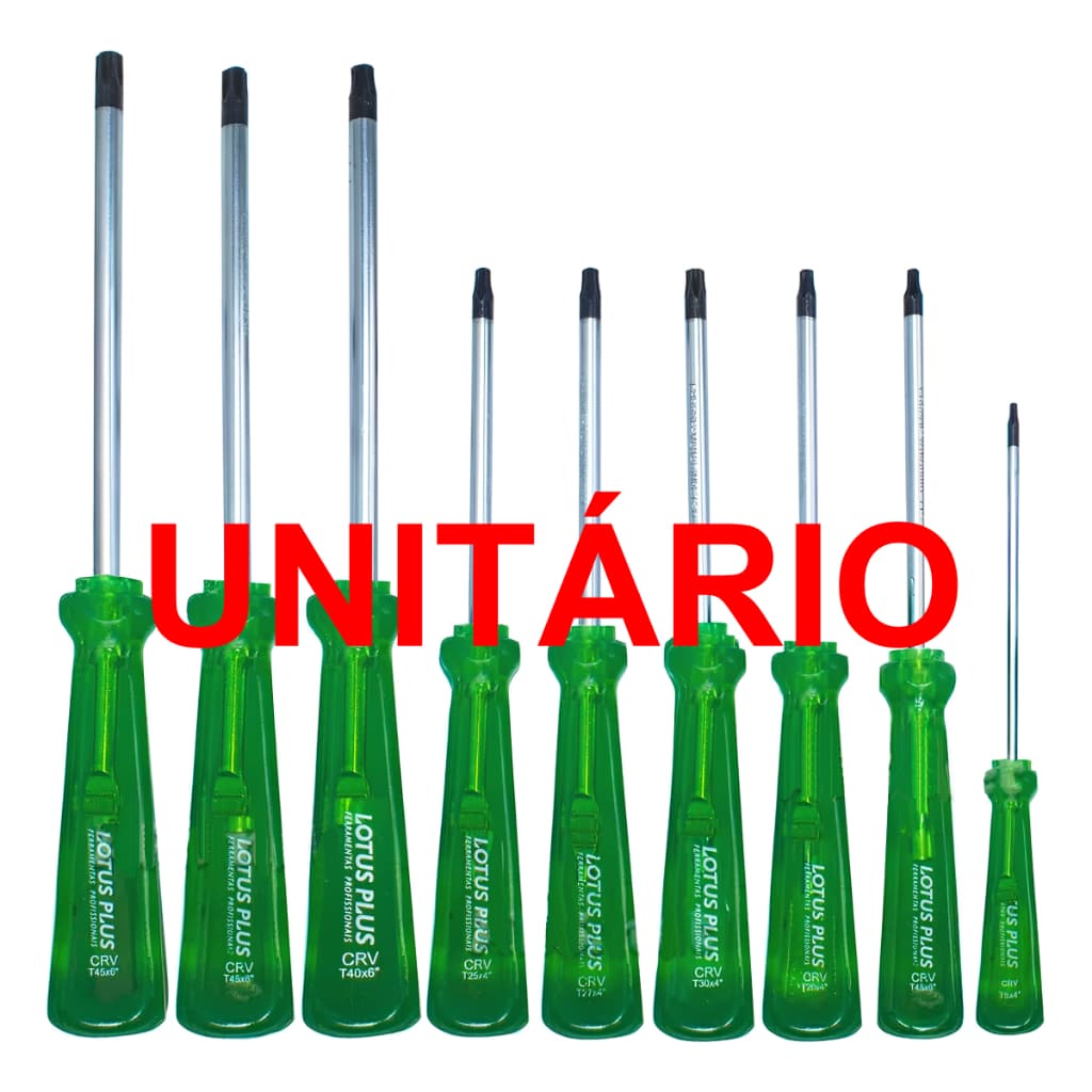 Chave Torx com Cabo T8 T10 T15 T20 T25 T27 T30 T40 T45 Todas as medidas Avulsa Lotus