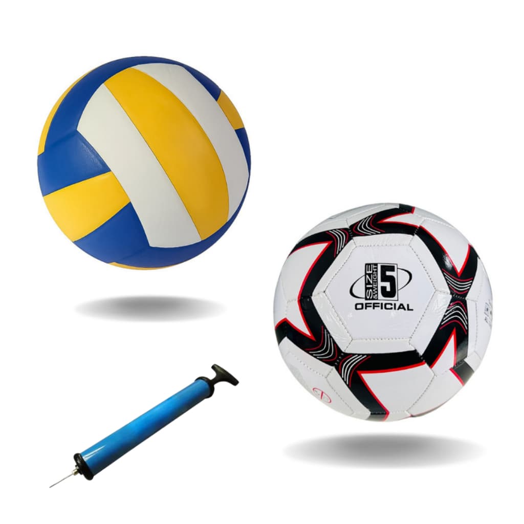 Kit Bola Vôlei + Bola Futebol Nº 5 + Bomba Ar