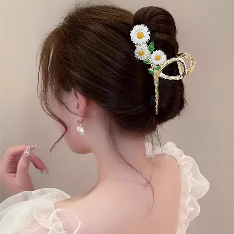 Clip De Metal Dourado Para Cabelo Forma cereja e flor Personalidade Clipes Criativos