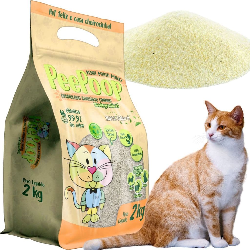 Areia Para Gato Higiênica Biodegradável De Mandioca Fina 2kg