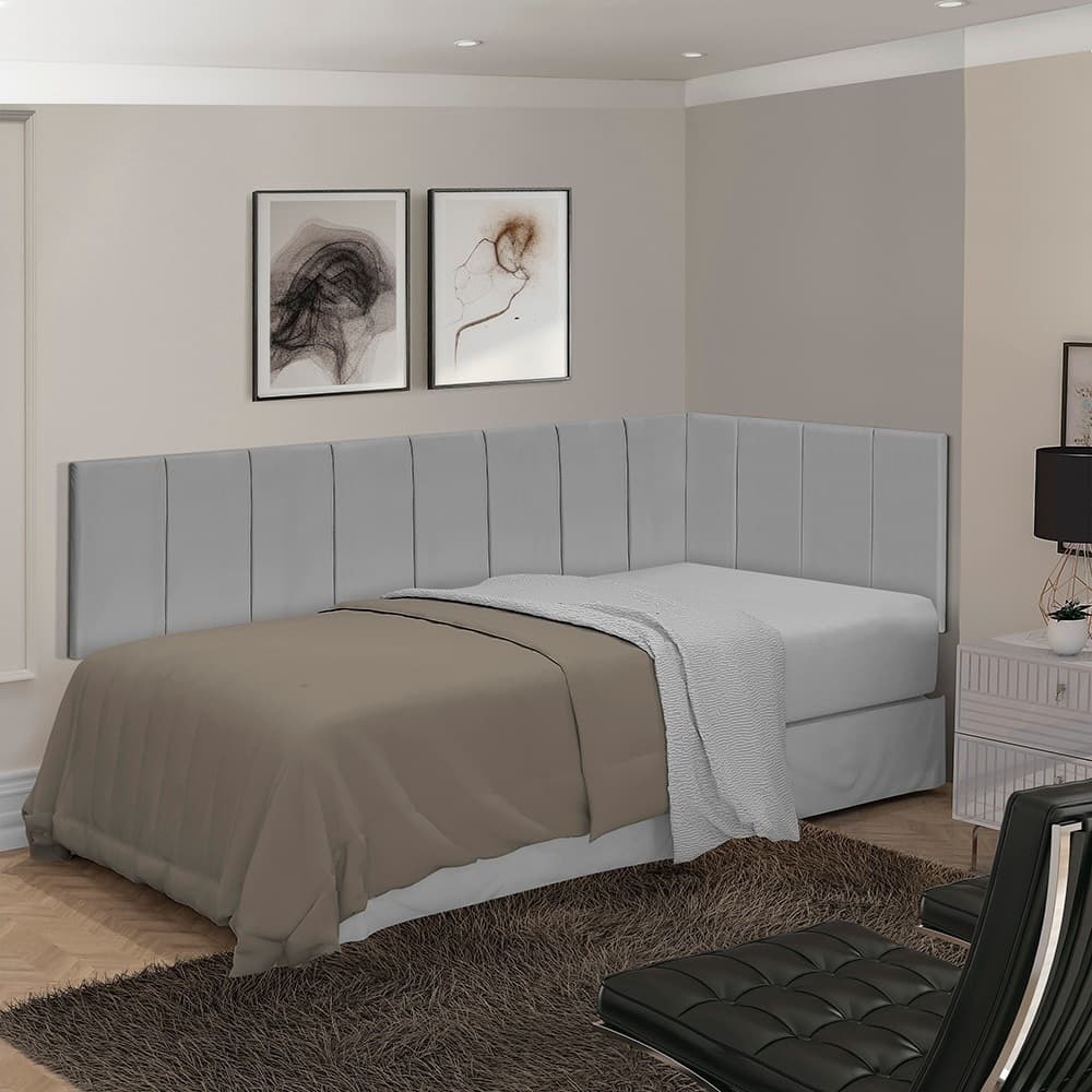 Cabeceira Em L Para Cama Box Almofadada Estofada Suede Varias Cores ENVIO IMEDIATO