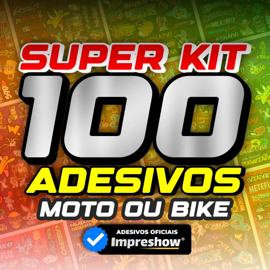 100 Adesivos Moto Kit de 3 Cartelas de adesivos para Moto Capacete Bike Carro KC12