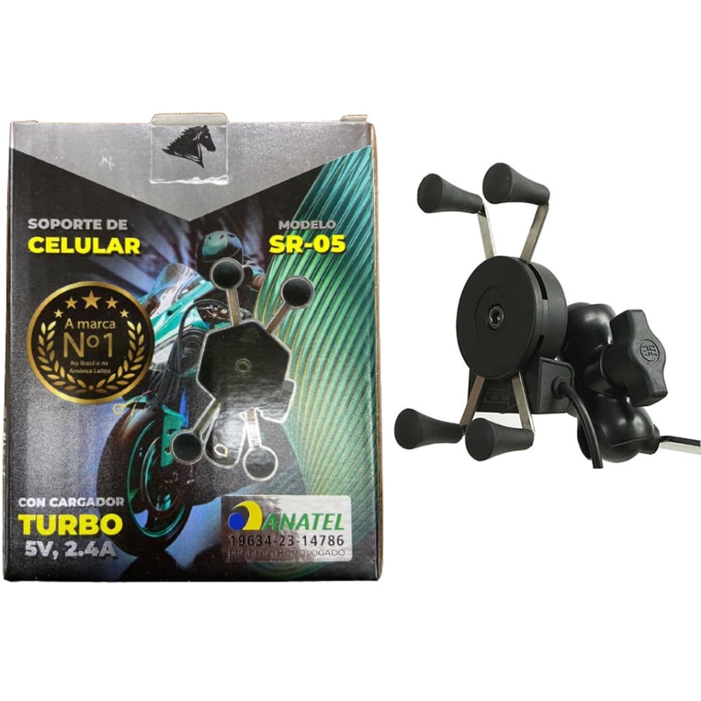 Suporte Celular Moto X C/Carregador Usb Garra X Universal Motos Motoboy Entregas SR05