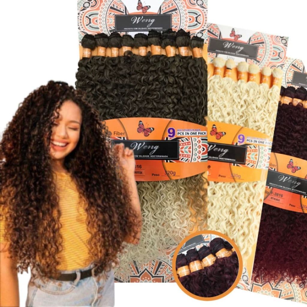 Cabelo Orgânico Cacheado Na Tela Para Mega Hair Weng 9 Telas 80cm