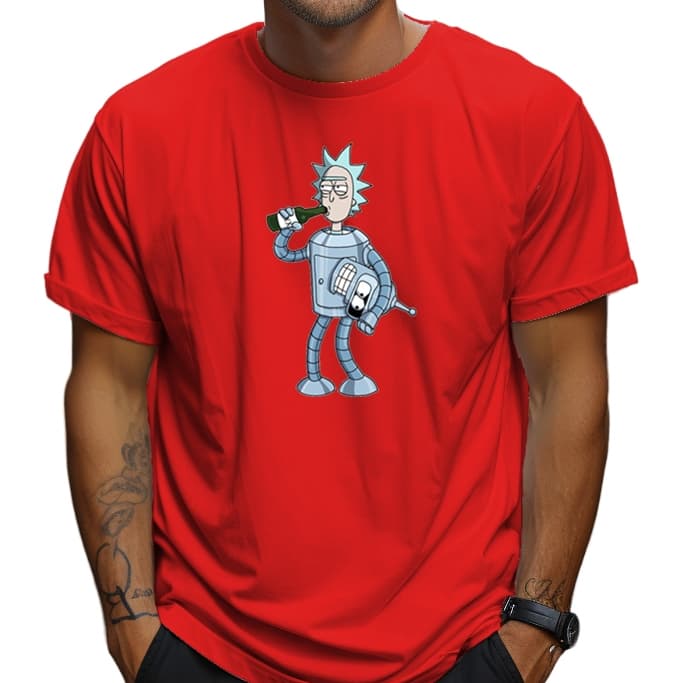 Camiseta Rick e Morty Futurama Camisa Algodão Rick Bender Genio Bebado Camisa Criativa Desenhos Animados