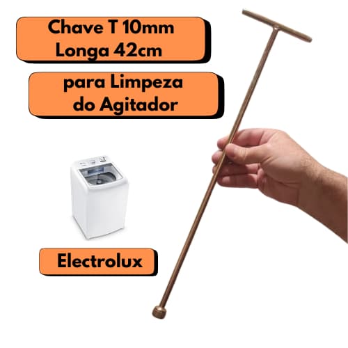 Chave T 10mm Canhão Longa Cabo Estendido Limpeza Manutenção Agitador Máquina  Lavar Roupa Brastemp Electrolux Lm08 Lm06
