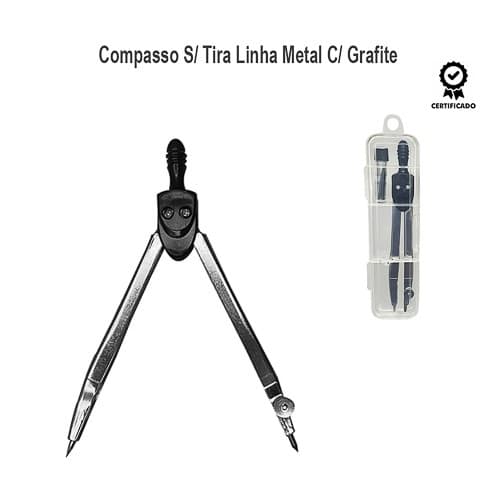 Compasso Escolar Metal sem Tira Linha Com Grafite e Estojo KZ922301 KAZ