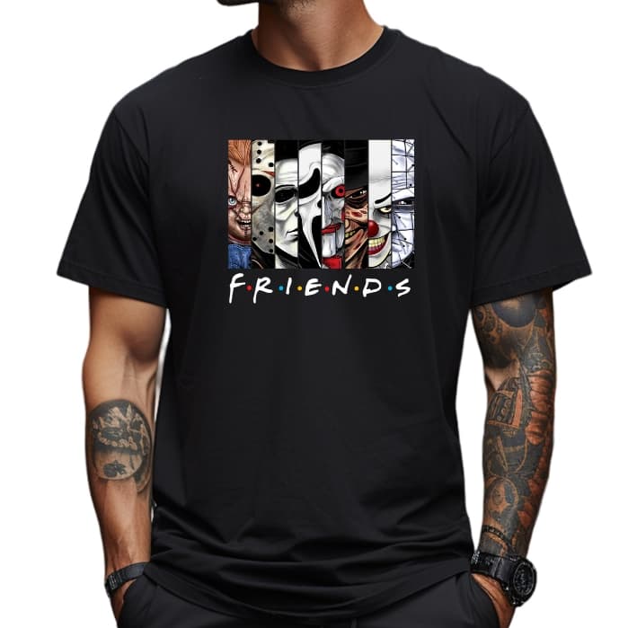 Camiseta Friends Terror Vilões Camisa Premium Algodão Tumblr Freddy Chucky Jason Pennywise Envio Rapido