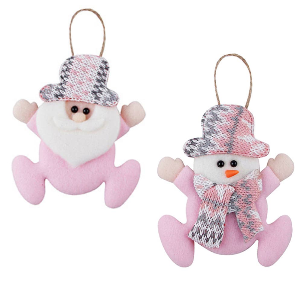 KIT 2 Fam Soft Enfeite Noel/Boneco Soft 12cm rosa natal