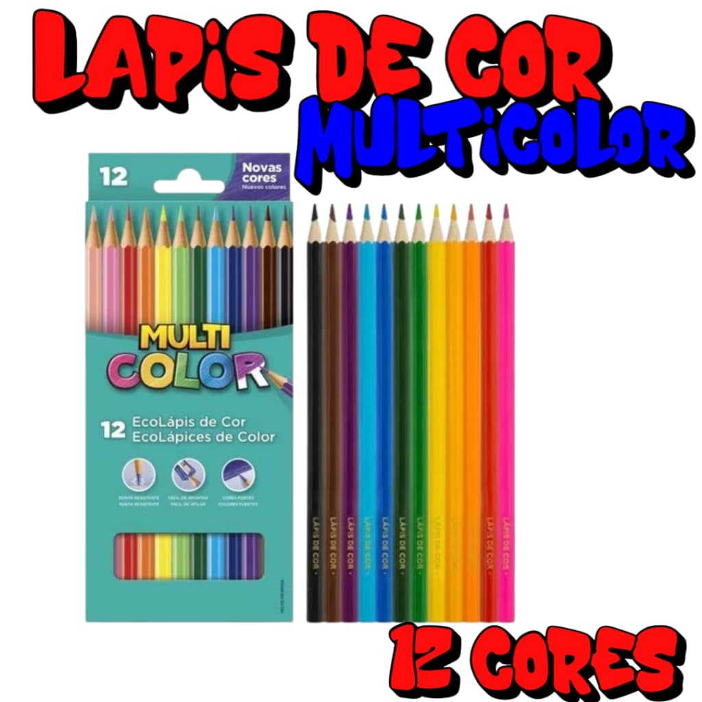Lapis de Cor Multicolor Faber Castell Escolar 12 Cores