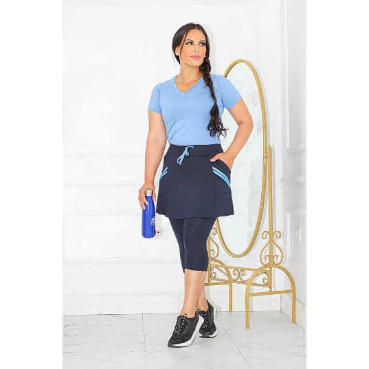 Conjunto Michelle Capri Saia Moda Fitness Evangélica