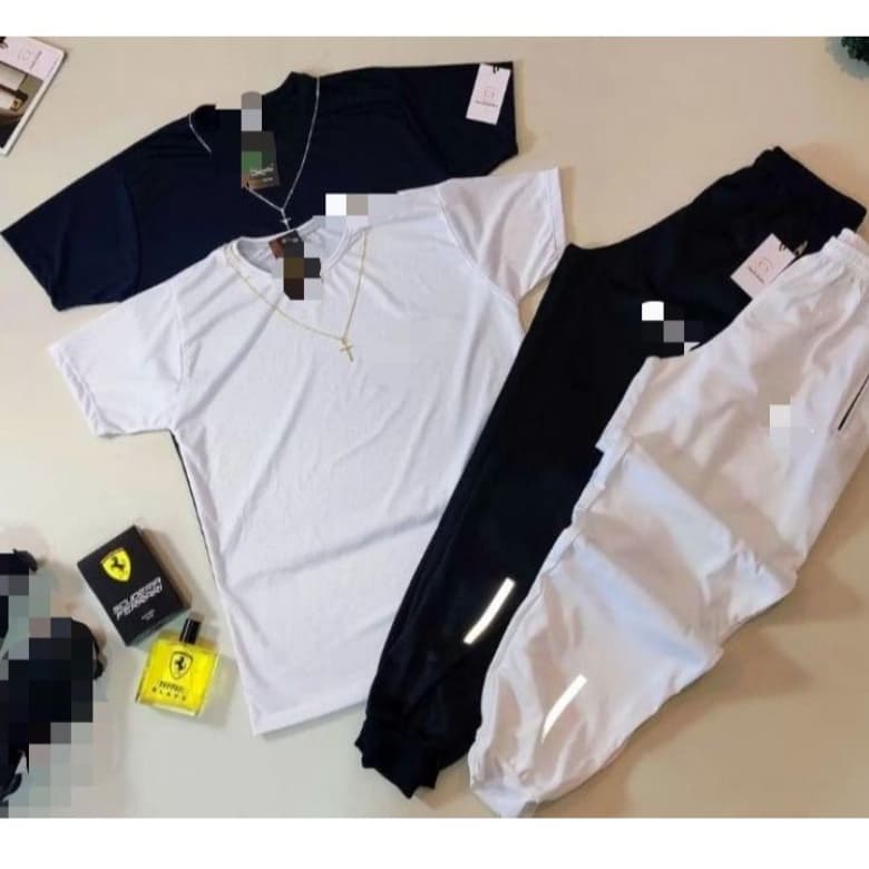 Kit Dry Fit Camisa + Calça Lisa Sem Estampa Com Diversas Cores