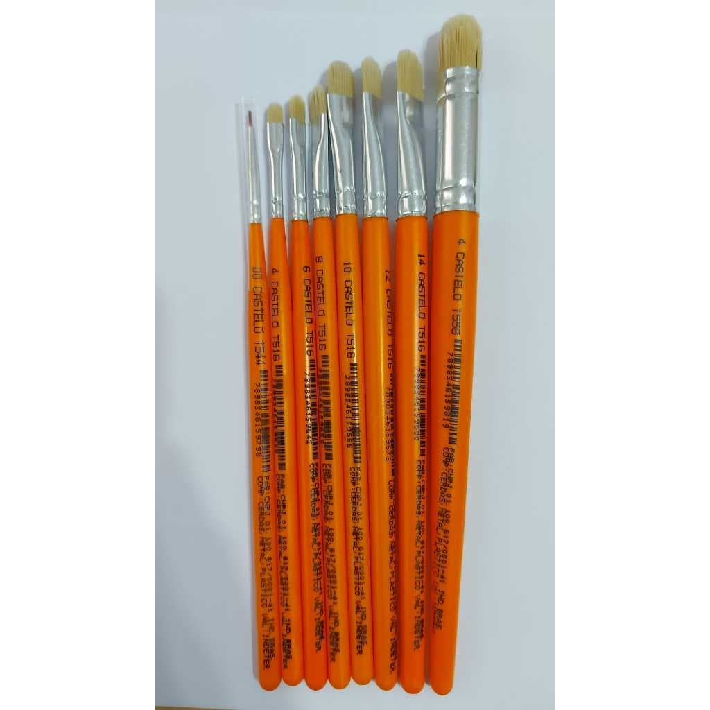 Kit de Pincéis Castelo Cortados e Lixados Para Pintura em Tecido (8 Pincéis)