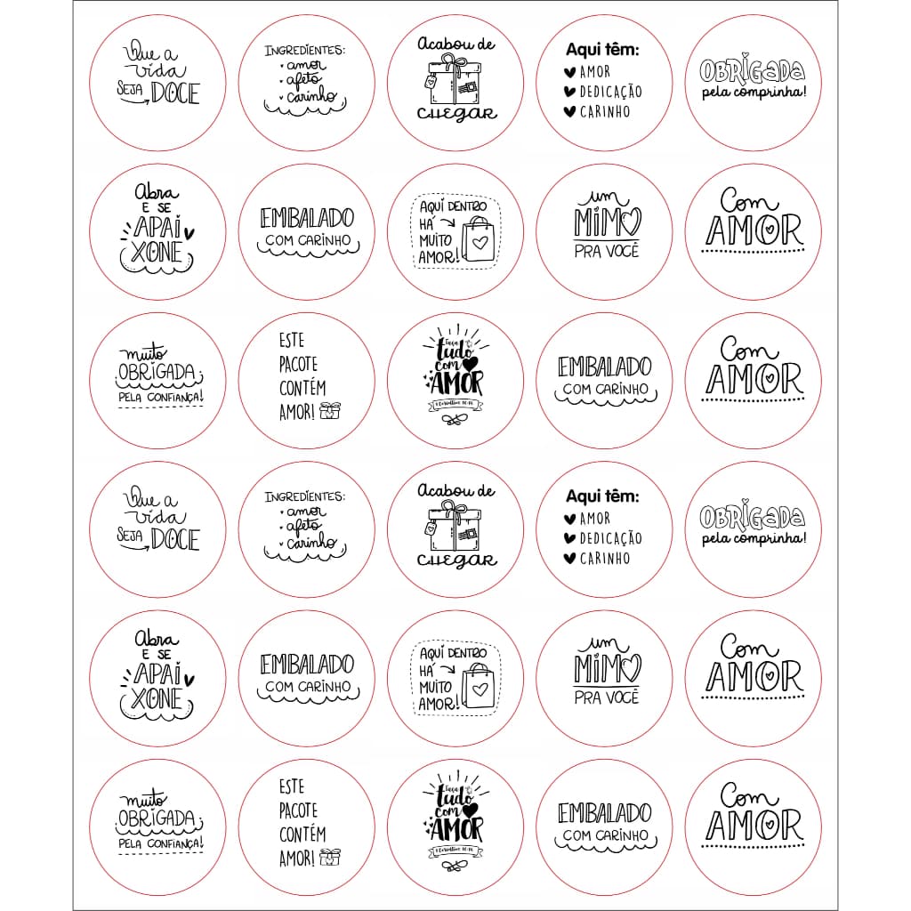 Cartela com 100 Adesivos com Agradecimentos para Clientes, Compradores, Presentes, Embalagens