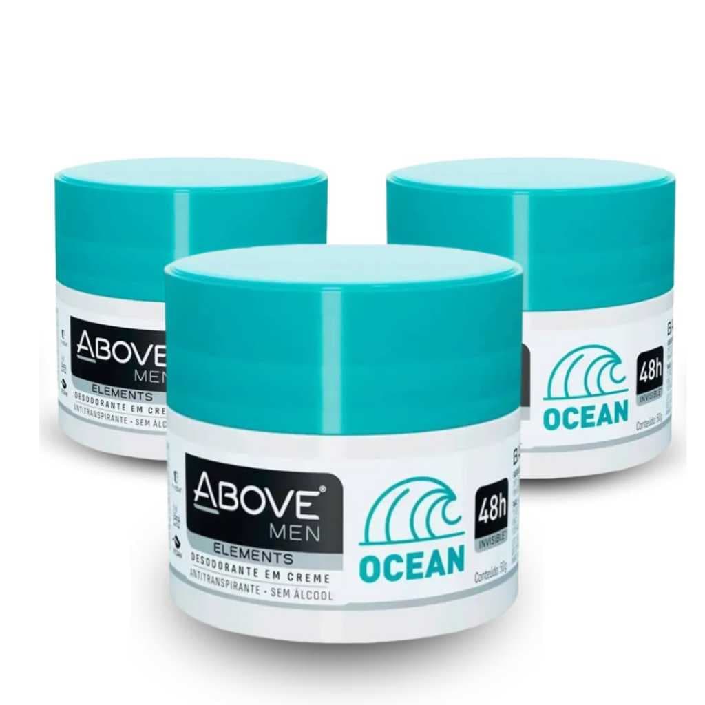 Desodorantes em creme  Above Men Elements Ocean - kit com 3 unidades 150g