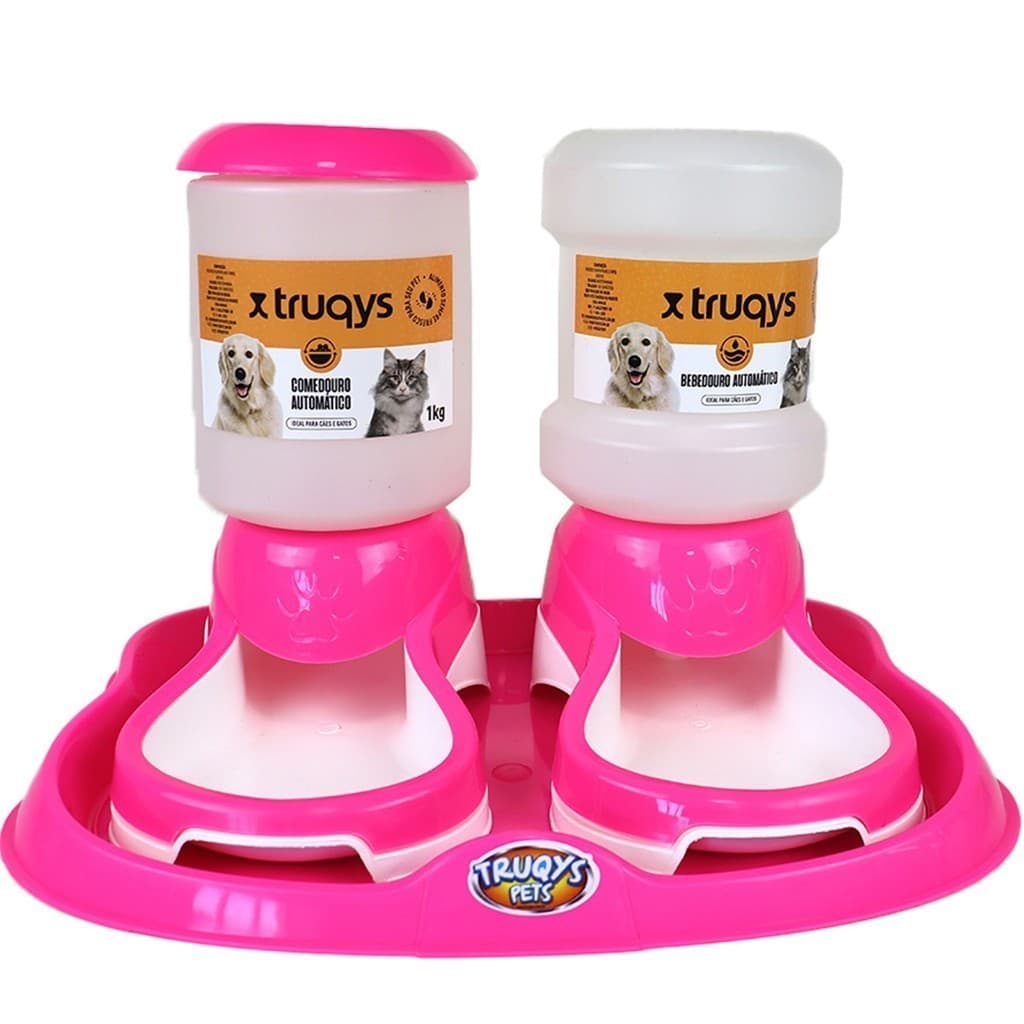 Kit Comedouro 1Kg + Bebedouro 2L Automaticos Com Boia + Bandeja Para Cao E Gato - Truqsy