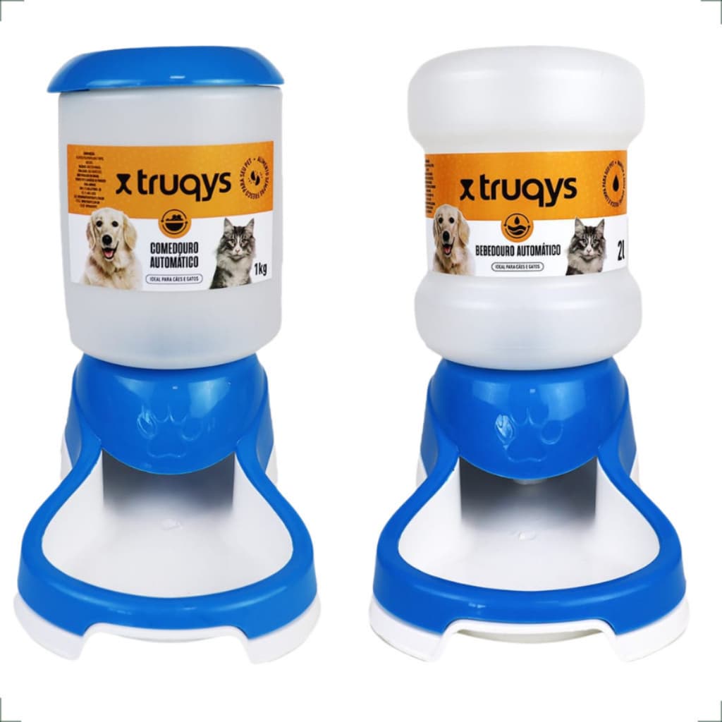 Kit Comedouro 1 Kg + Bebedouro 2 Litros Automatico - Para Caes Cachorros Gatos