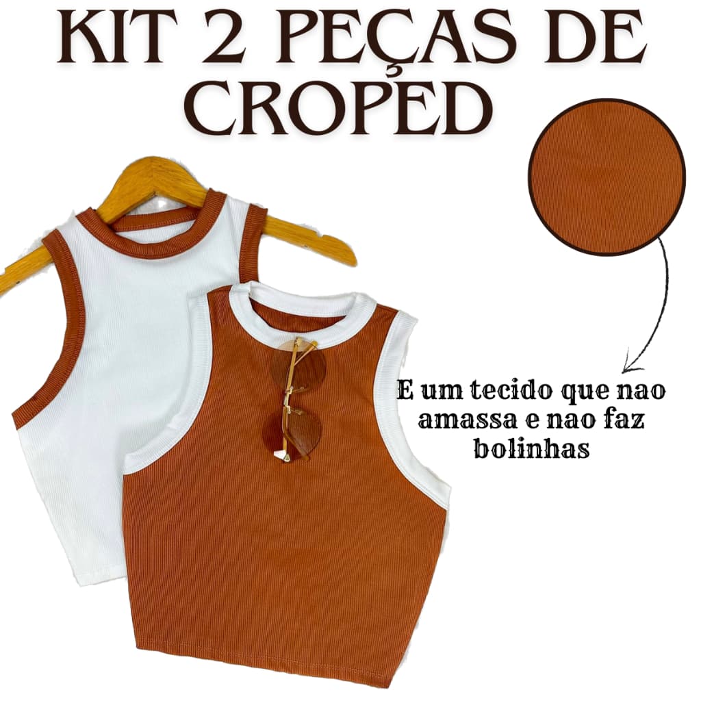 Kit 2 Blusa Basica Canelada Feminina Bicolor Americana Confortável Premium